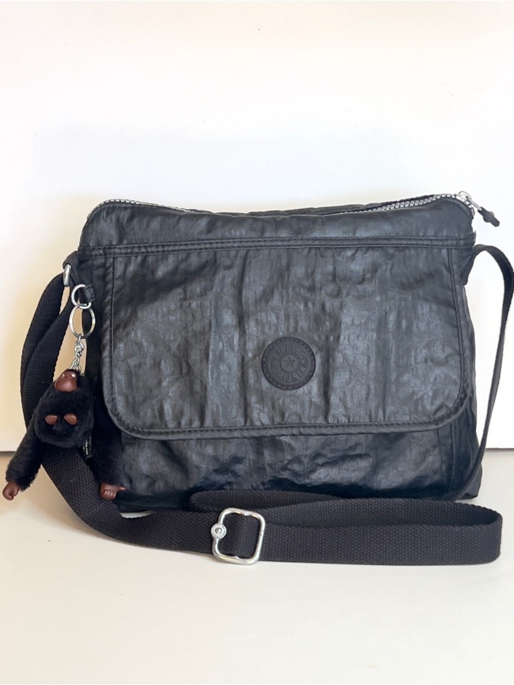 Kipling Black Nylon Messenger Crossbody